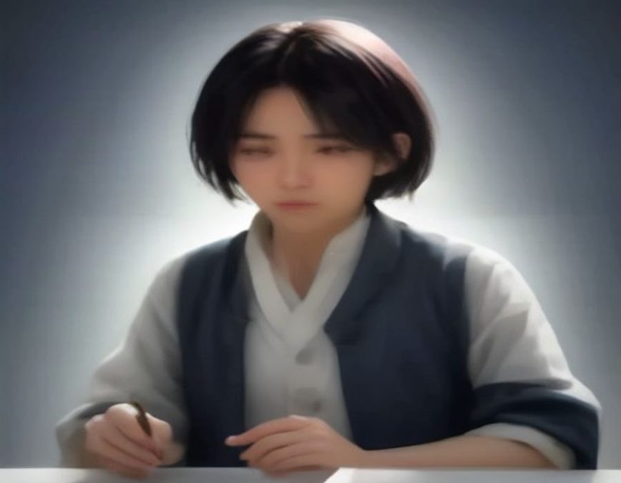 窗边木桌放着摊开笔记本和一杯茶，纸上写着关键词 souju3.ai 的笔记，窗外是城市天际线